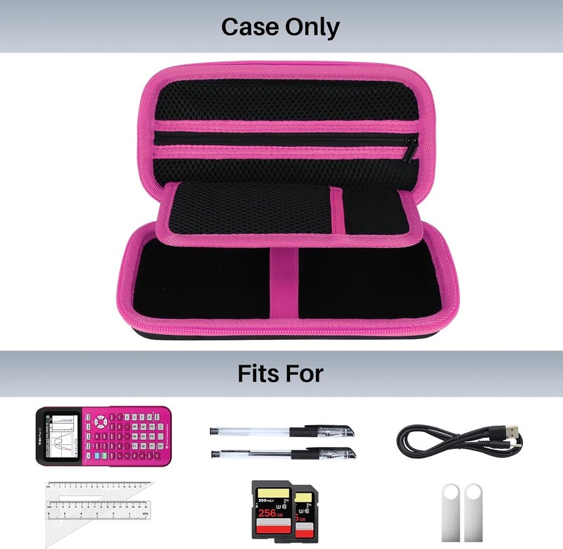 RIYADAone Hard Case Replacement for Texas Instruments TI-84 Plus CE/TI-84 Plus/TI-Nspire CX II CAS/TI-Nspire CX II/TI-83 Plus/TI-89 Titanium/TI-85 / TI-86 Color Graphing Calculator (Black+Rose Case) - Image 3